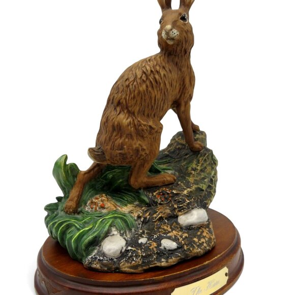 ROYAL DOULTON Wildlife Collection Hare DA6 Figurine on Wooden Base Vintage - Picture 4 of 13